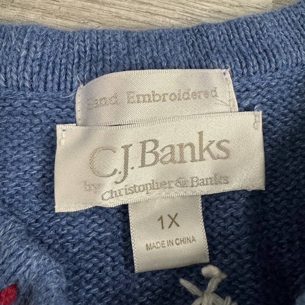 Vintage Snowman Knit Cardigan 1X Blue Winter Sweater with Matching Scarf Novelty - Picture 5 of 8